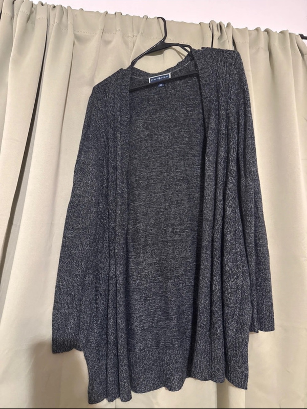 Karen Scott Dark Gray Open-Front Knit Cardigan